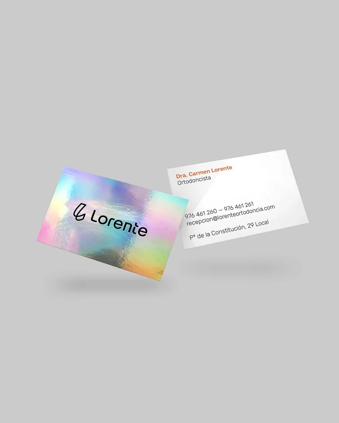 Tarjetas corporativas de Lorente Ortodoncia