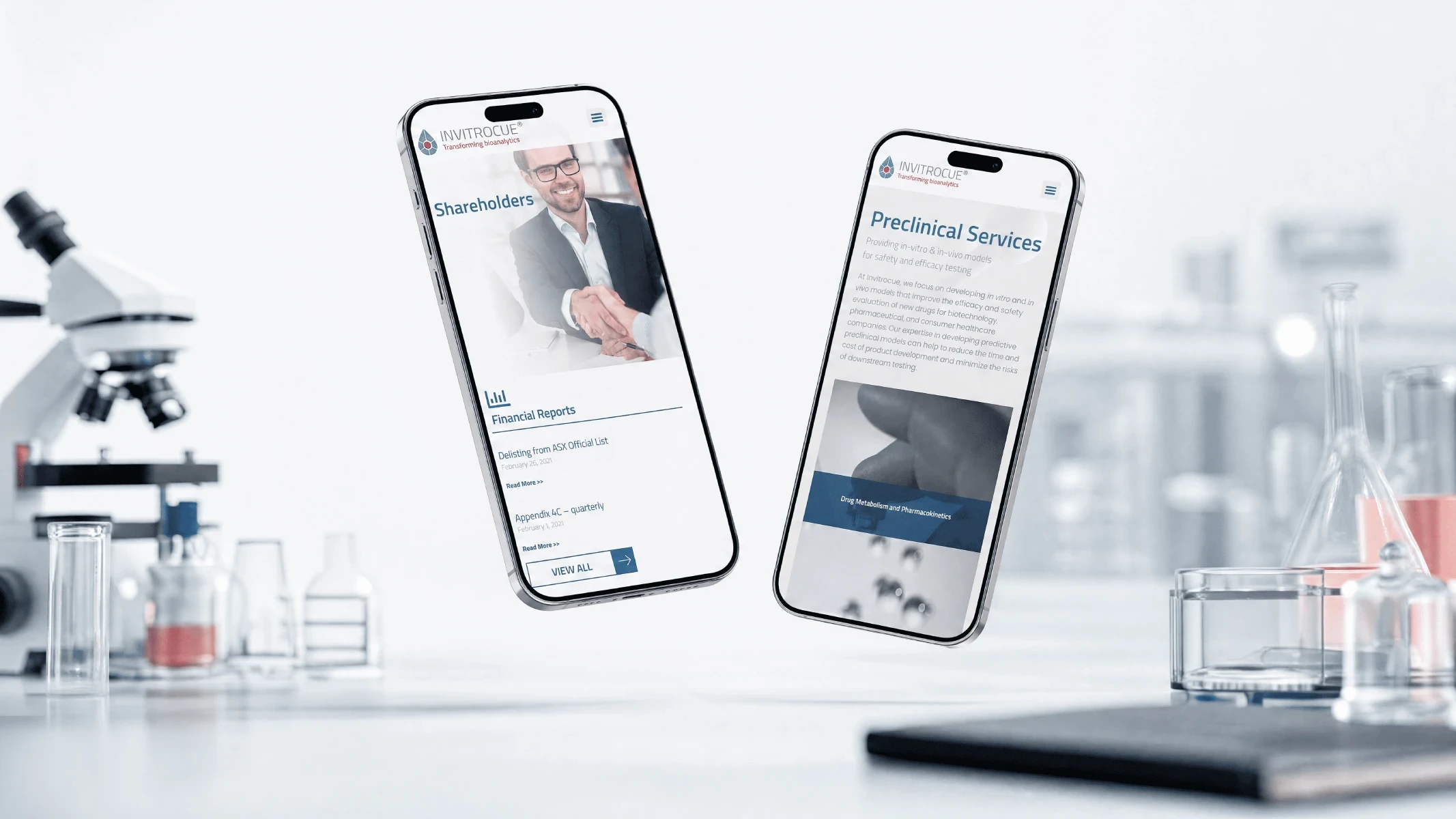 Diseño web de Invitrocue en móvil